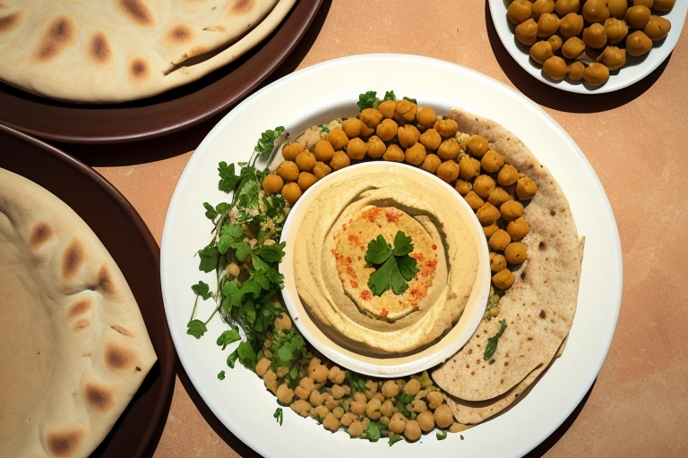 חומוס טרי עם פיתה